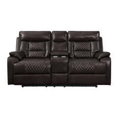 Trinidad Power Motion Loveseat with Power Motion Head Recliner & Console in Pebble Brown