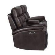 Trinidad Power Motion Loveseat with Power Motion Head Recliner & Console in Pebble Brown