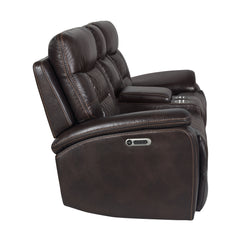 Trinidad Power Motion Loveseat with Power Motion Head Recliner & Console in Pebble Brown