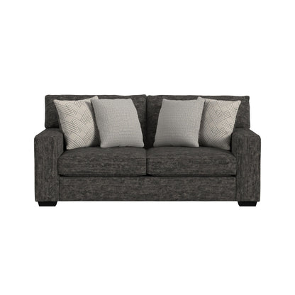 Tully Loveseat in Galactic Charcoal with 4 Pillows