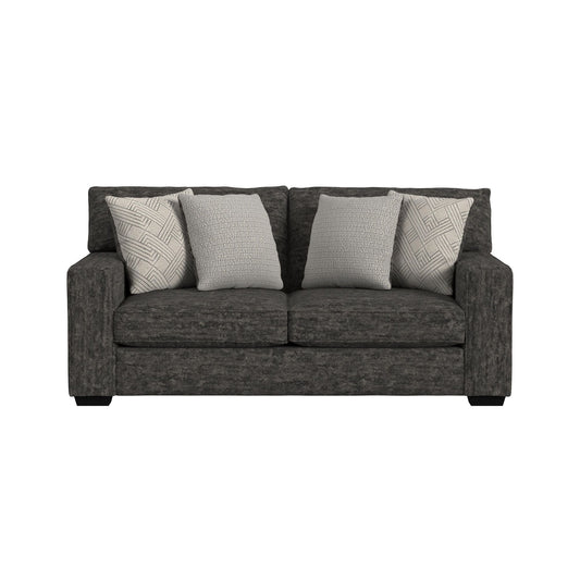 Tully Loveseat in Galactic Charcoal with 4 Pillows