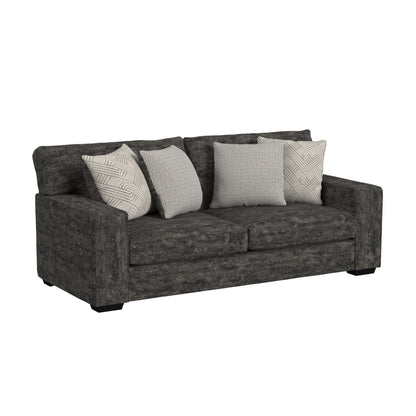 Tully Loveseat in Galactic Charcoal with 4 Pillows
