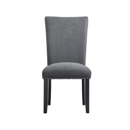 Tuscany Dining Linen Nailhead Side Chair (2 Per Pack) - Charcoal