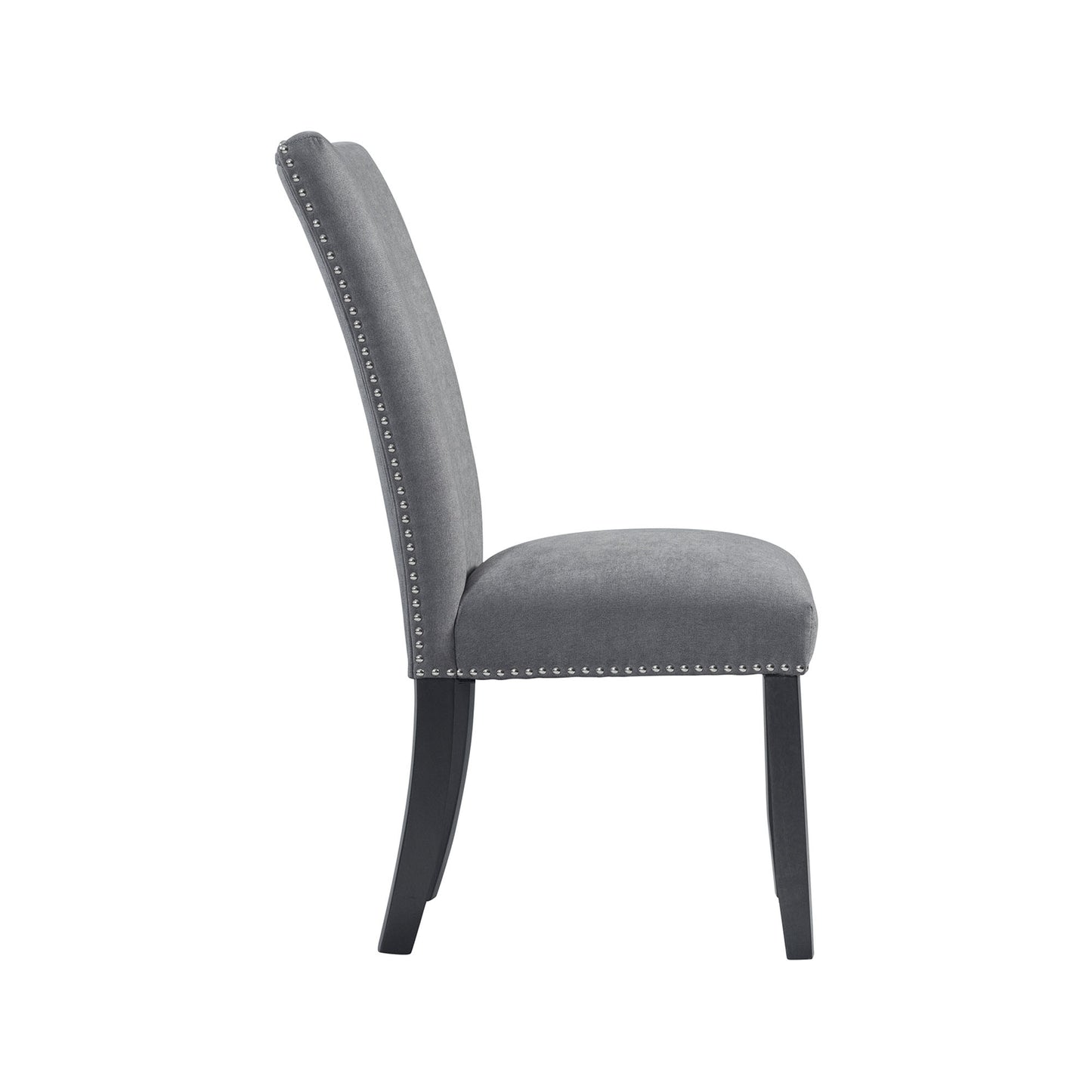 Tuscany Dining Linen Nailhead Side Chair (2 Per Pack) - Charcoal