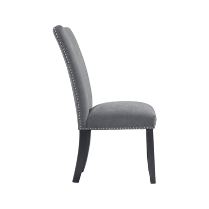 Tuscany Dining Linen Nailhead Side Chair (2 Per Pack) - Charcoal