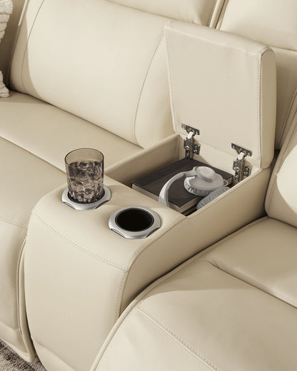 Sofá seccional reclinable eléctrico de dos plazas con consola