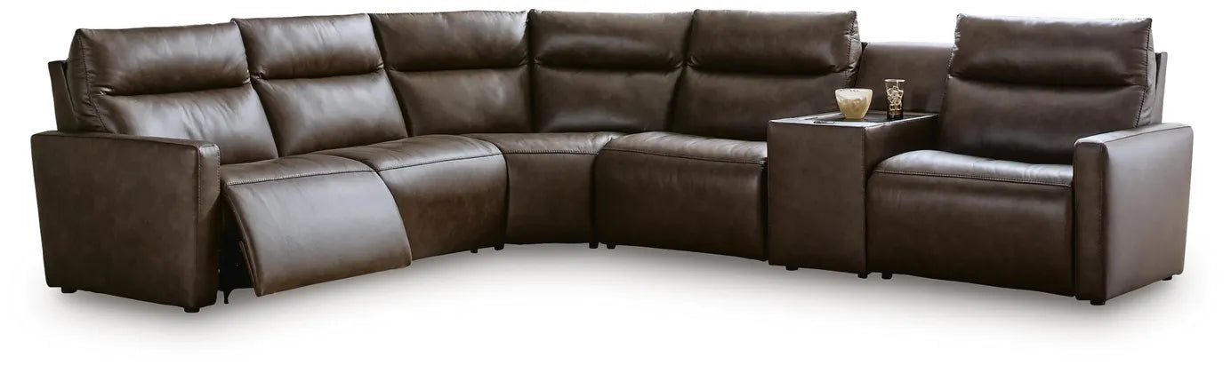 ModZ 6PC Power Reclining Sectional with Recliner & Audio Console Set