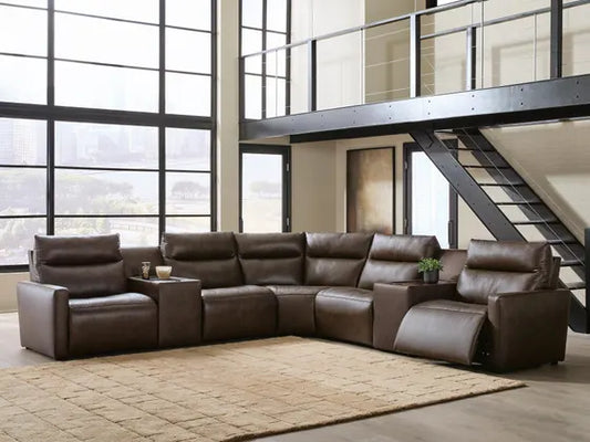 ModZ 7PC Power Reclining Sectional with Audio Consoles Set