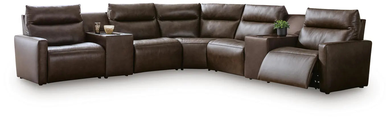 ModZ 7PC Power Reclining Sectional with Audio Consoles Set