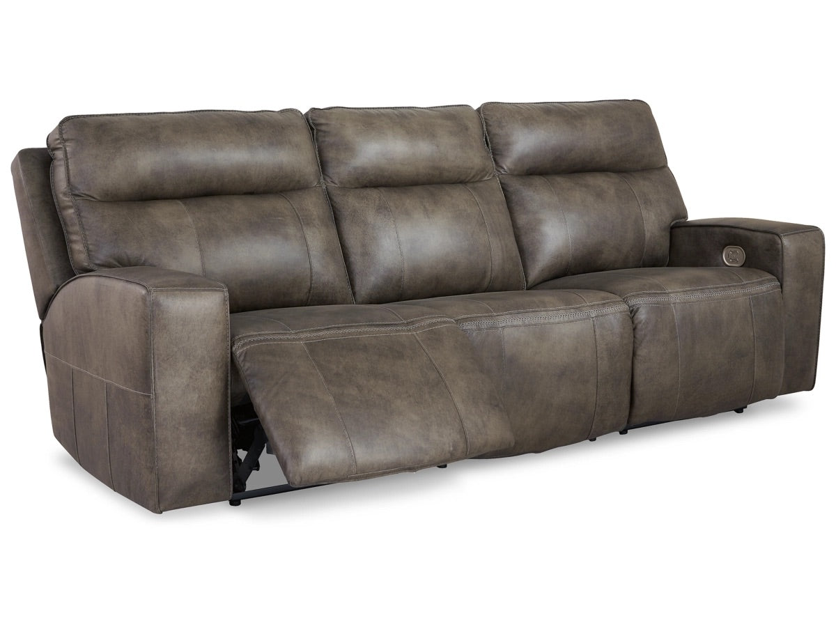 Game Plan Dual Power Leather Reclining Sofa