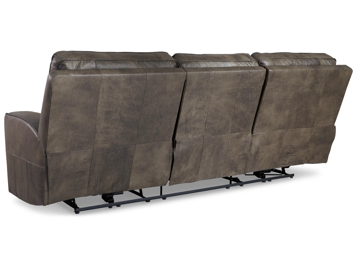 Game Plan Dual Power Leather Reclining Sofa
