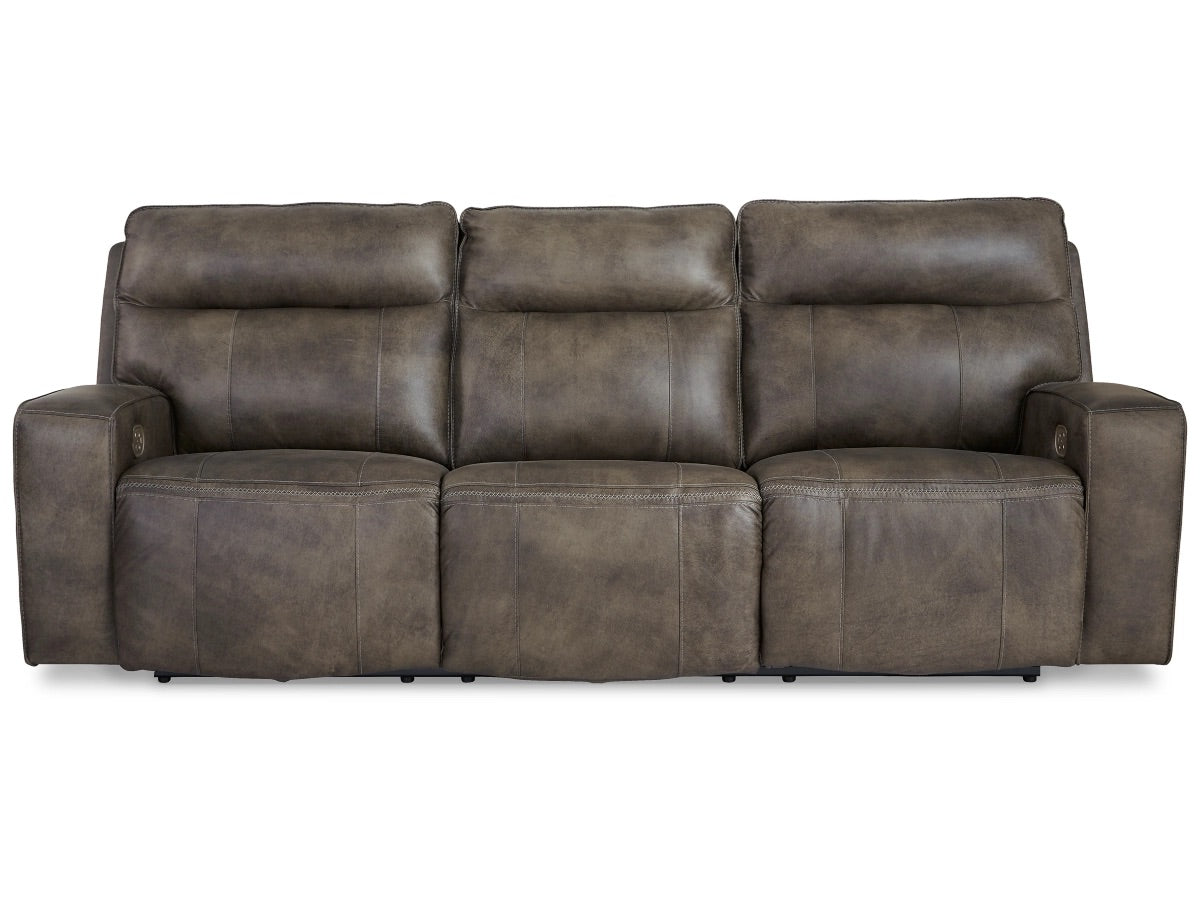 Game Plan Dual Power Leather Reclining Sofa