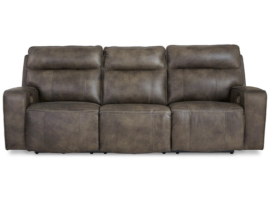 Game Plan Dual Power Leather Reclining Sofa