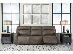Game Plan Dual Power Leather Reclining Sofa
