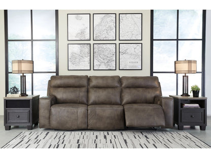 Game Plan Dual Power Leather Reclining Sofa