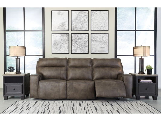 Game Plan Dual Power Leather Reclining Sofa