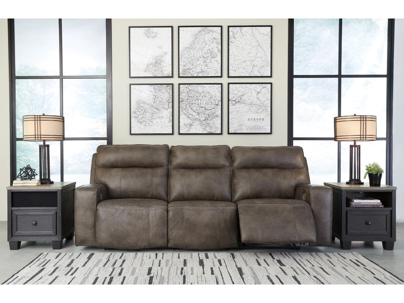 Game Plan Dual Power Leather Reclining Sofa
