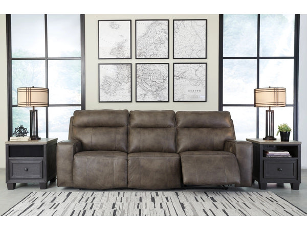 Game Plan Dual Power Leather Reclining Sofa