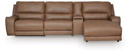 Silverbrooke 4-Piece Reclining Sectional with Chaise and Storage Console