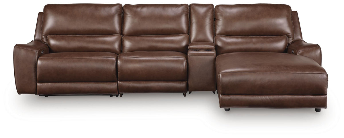 Silverbrooke 4-Piece Reclining Sectional with Chaise and Storage Console