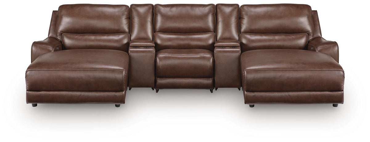 Silverbrooke 5-Piece Reclining Sectional with Double Chaise and Storage Consoles