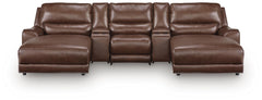 Silverbrooke 5-Piece Reclining Sectional with Double Chaise and Storage Consoles
