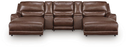 Silverbrooke 5-Piece Reclining Sectional with Double Chaise and Storage Consoles