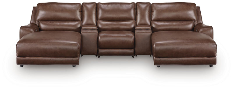 Silverbrooke 5-Piece Reclining Sectional with Double Chaise and Storage Consoles