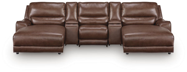 Silverbrooke 5-Piece Reclining Sectional with Double Chaise and Storage Consoles