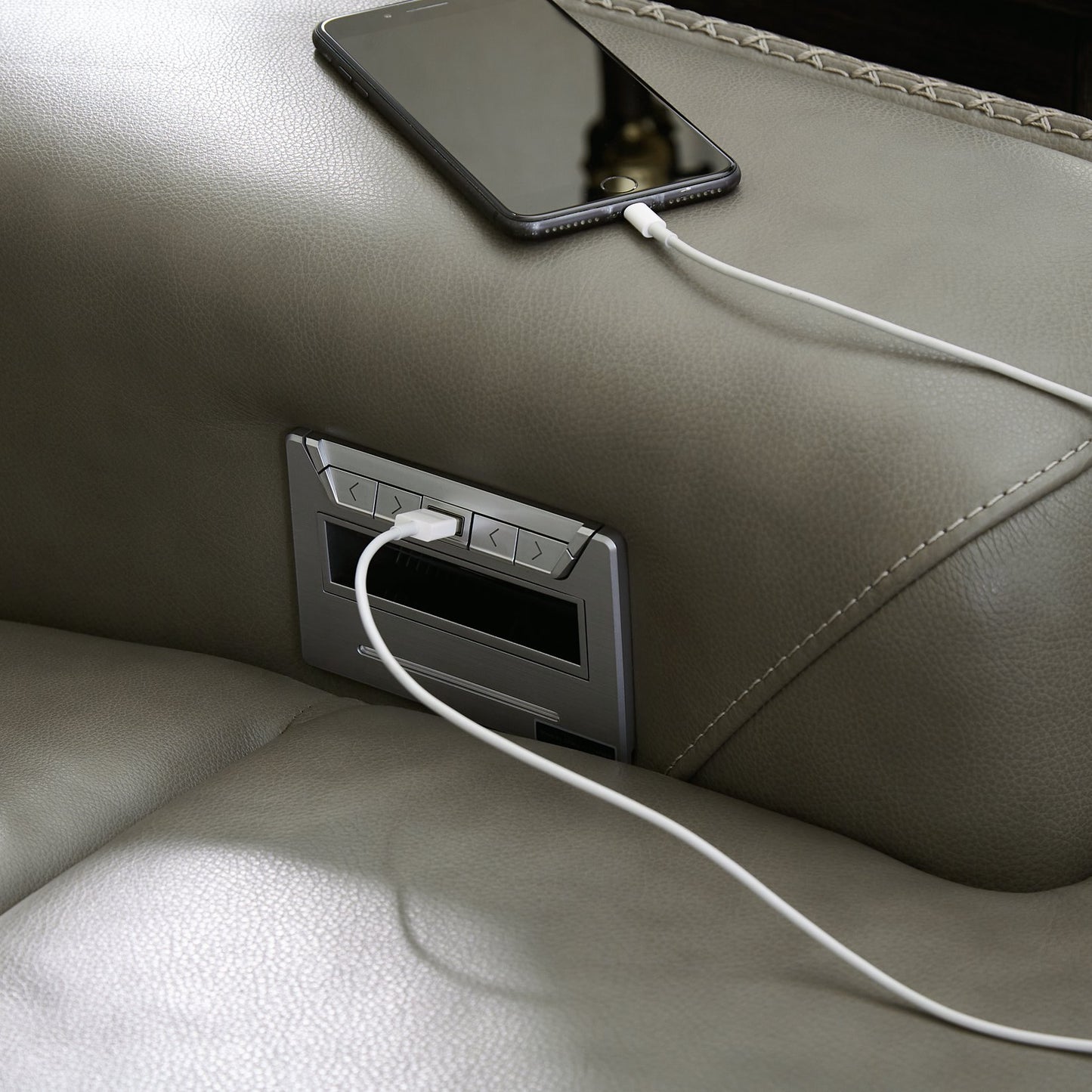 Seccional reclinable eléctrico Correze con chaise longue