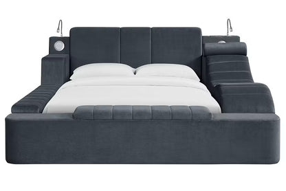 Ottawa Upholstered Transformer Bed with Electronic Features in Grey Linen