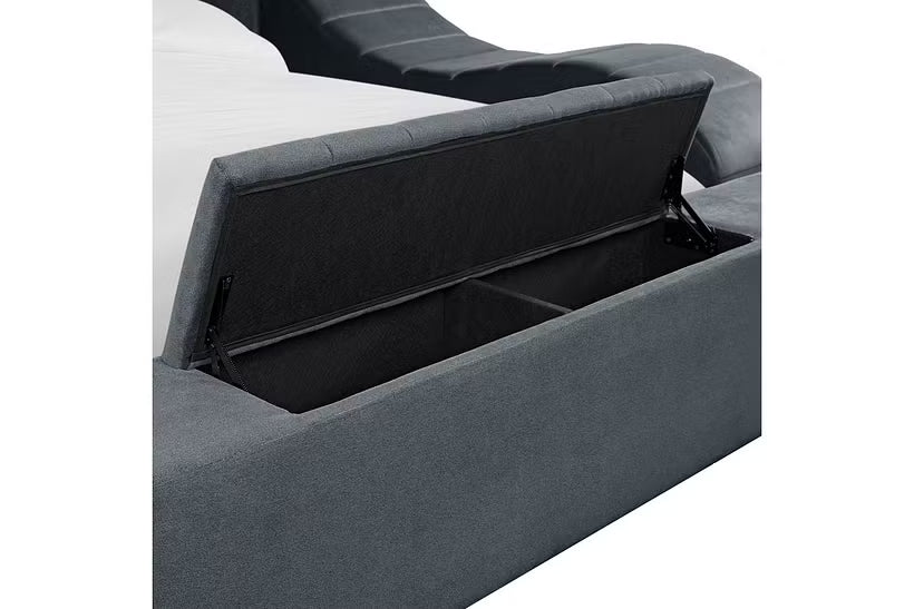 Ottawa Upholstered Transformer Bed with Electronic Features in Grey Linen