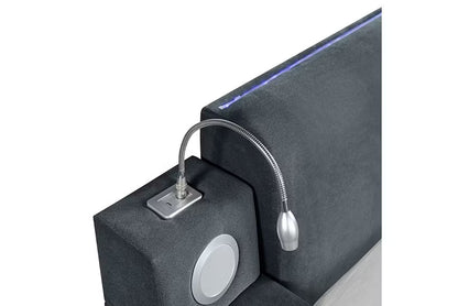 Ottawa Upholstered Transformer Bed with Electronic Features in Grey Linen