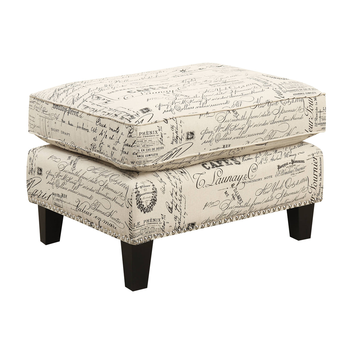 Erica 497 Ottoman W/Chrome Nail French Script (Ista 3)