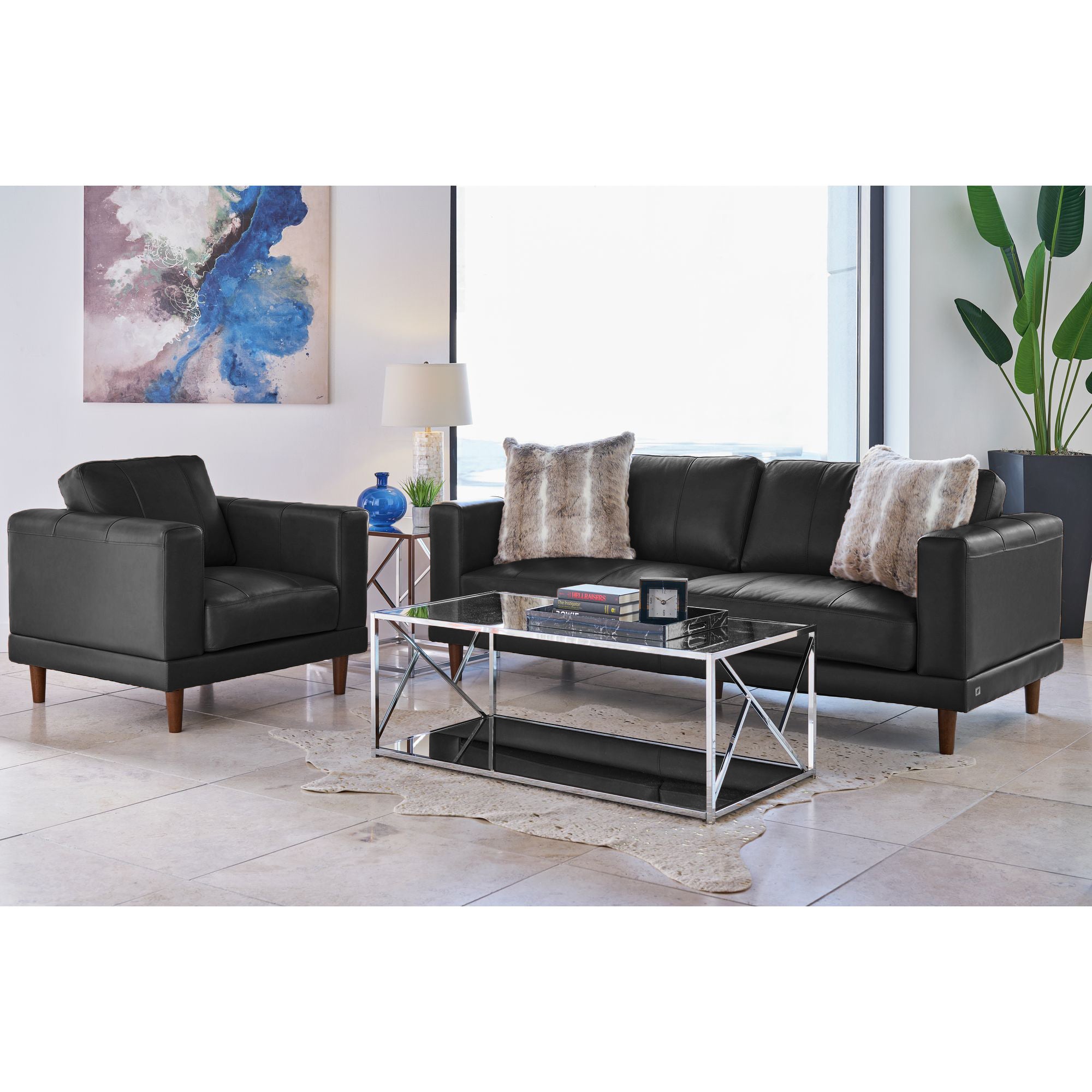 Hampton Chair in Fiero Charcoal (Top Grain / PVC)