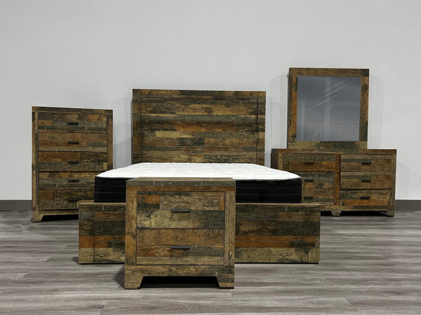 Juego de dormitorio doble de parquet Michell Nogal