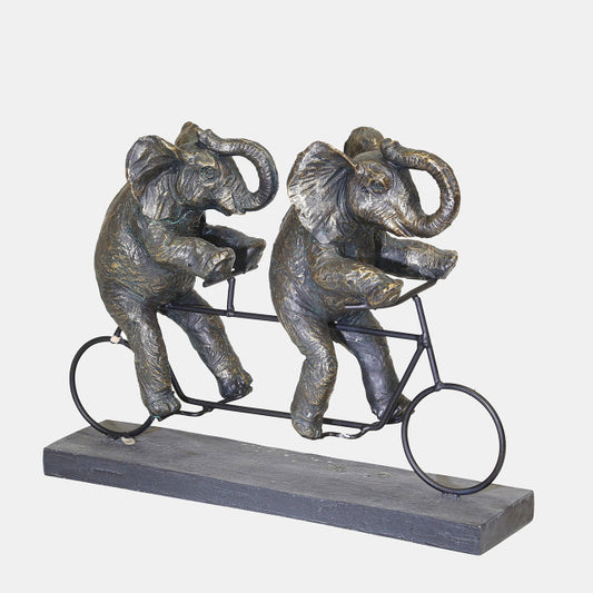 Polyresin Elephants On Tandem Bike