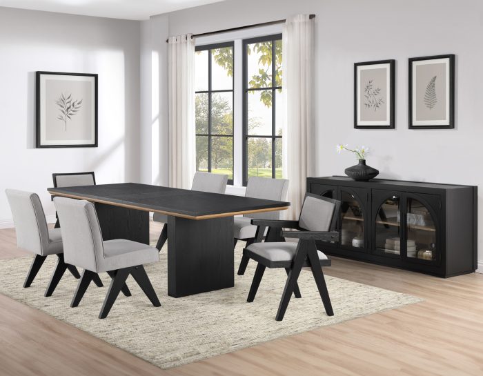Juego de comedor Magnolia en negro y gris