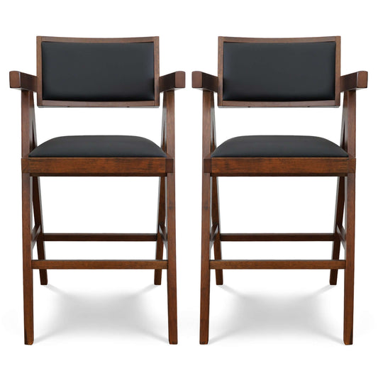 Silla de mostrador Athena en cuero vegano negro