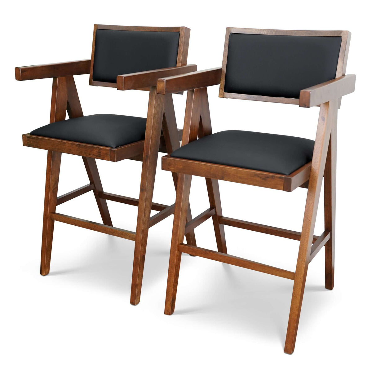 Silla de mostrador Athena en cuero vegano negro