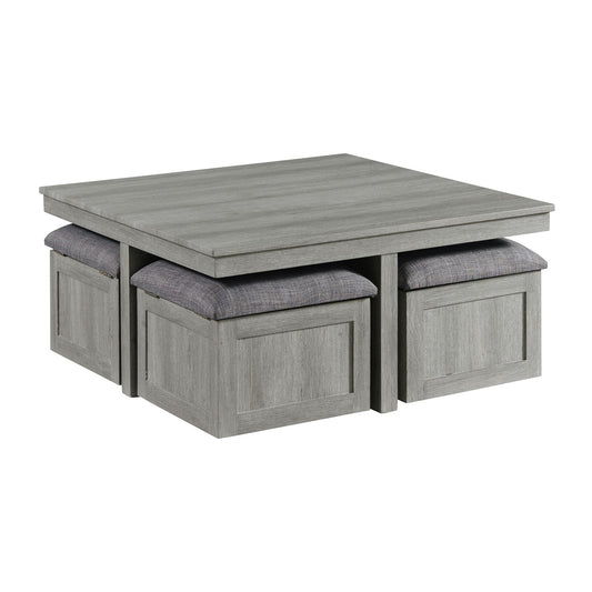 Uster Coffee Table W/Four storage Stools Grey