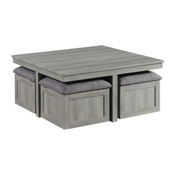 Uster Coffee Table W/Four Storage Stools Grey