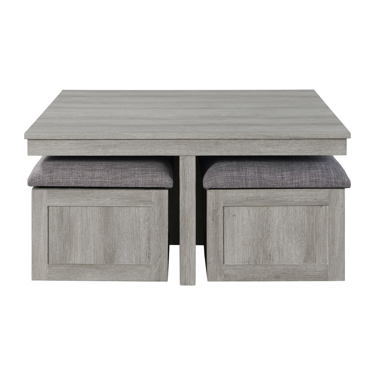 Uster Coffee Table W/Four Storage Stools Grey