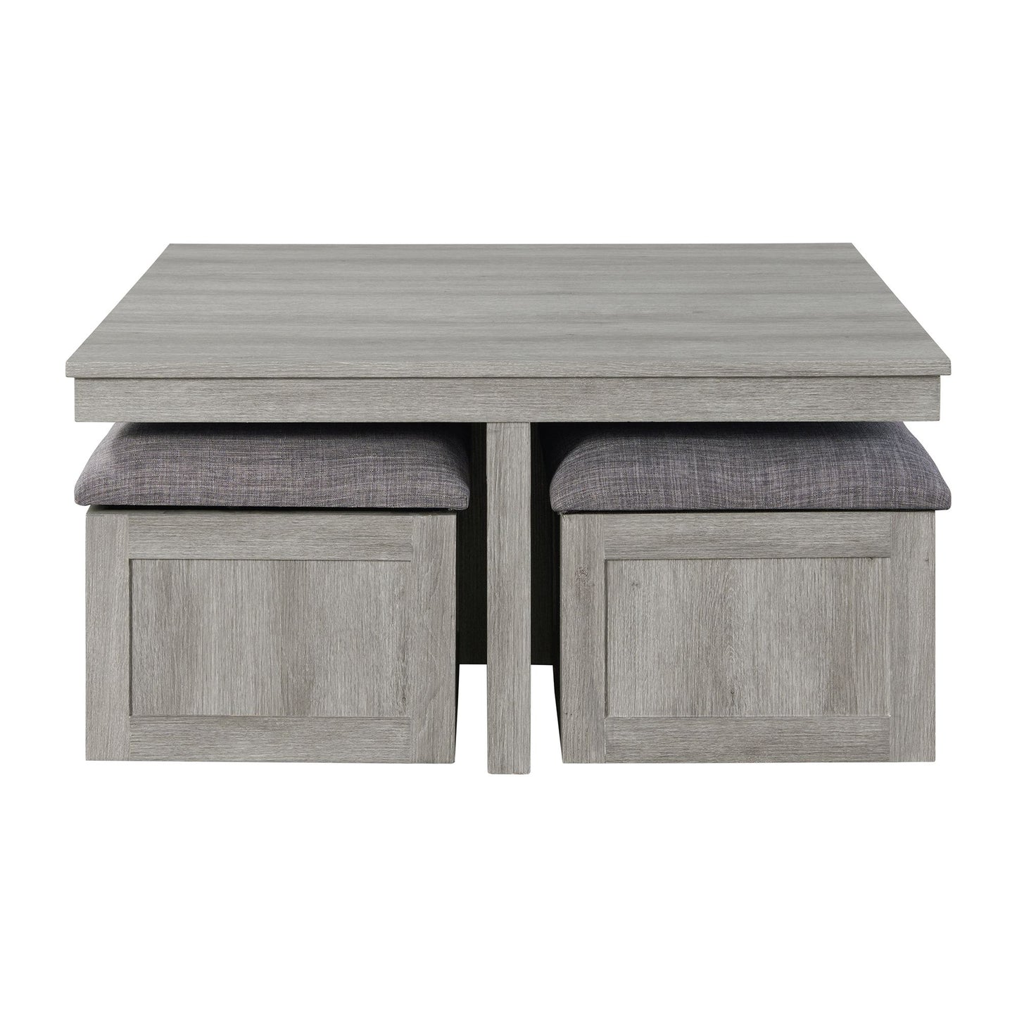 Uster Coffee Table W/Four storage Stools Grey
