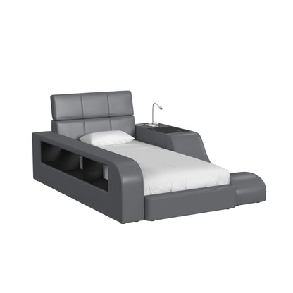 Valari Twin Transformer Bed with Electronic Features in Grey PU