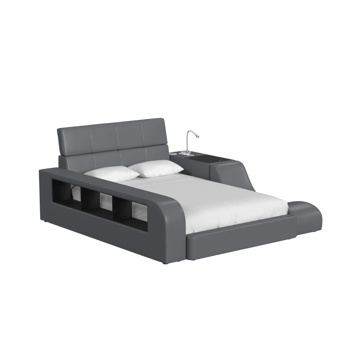Valari Full Transformer Bed with Electronic Features in Grey PU