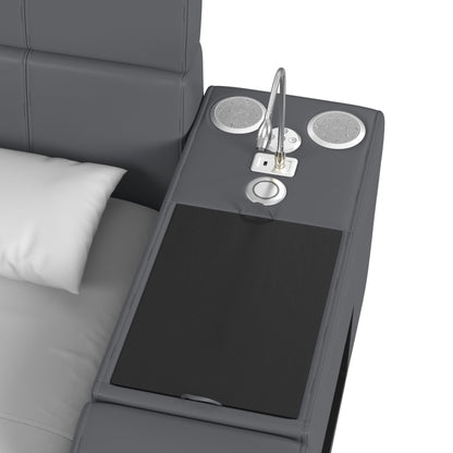 Valari Twin Transformer Bed with Electronic Features in Grey PU