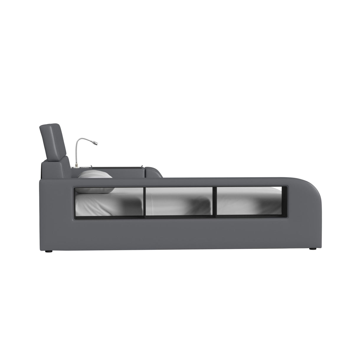 Valari Twin Transformer Bed with Electronic Features in Grey PU