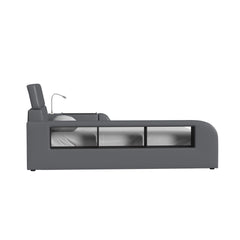Valari Twin Transformer Bed with Electronic Features in Grey PU