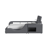Valari Twin Transformer Bed with Electronic Features in Grey PU